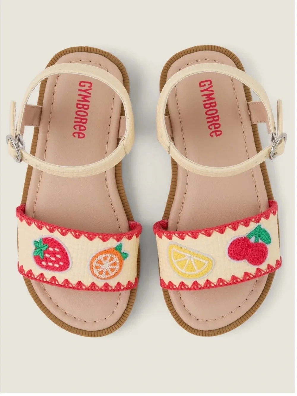 Gymboree Cream Fruit Appliqué Girls' Sandals with Pink Accents